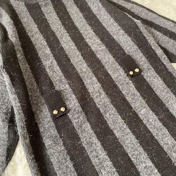 Bonny Striped Brushed Wool Blend Knit Dress Black - Picture 3 of 6